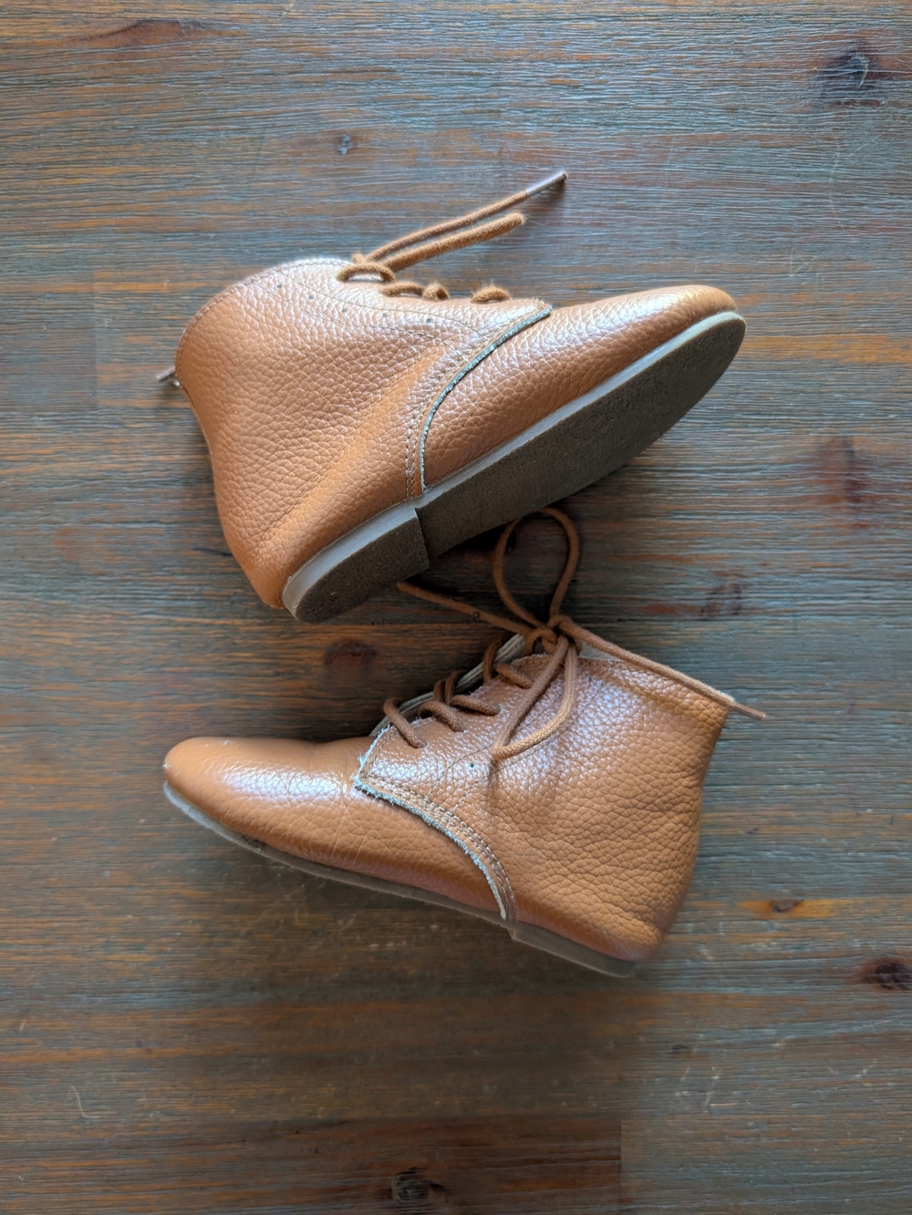 Children's Lace-Up Ankle Boots in Tan